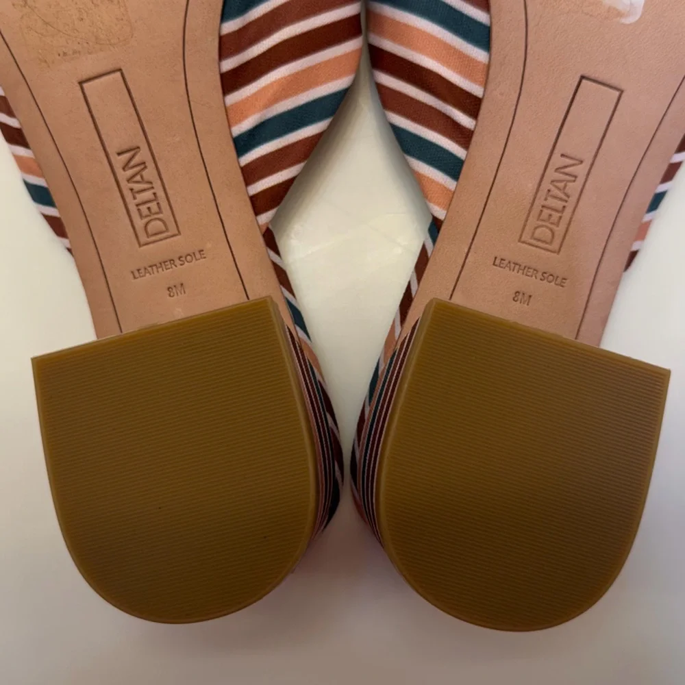 NWOT Deltan Striped Knot Slide Sandals Block Heel Summer Resort Chic Size 8 - Picture 12 of 14